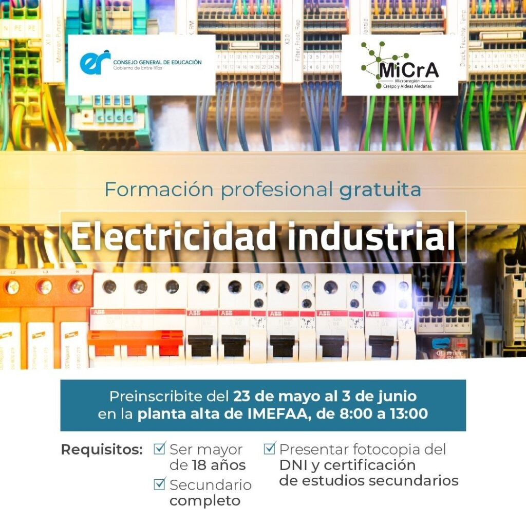 formación profesional gratuita: ‘Electricidad Industrial’.