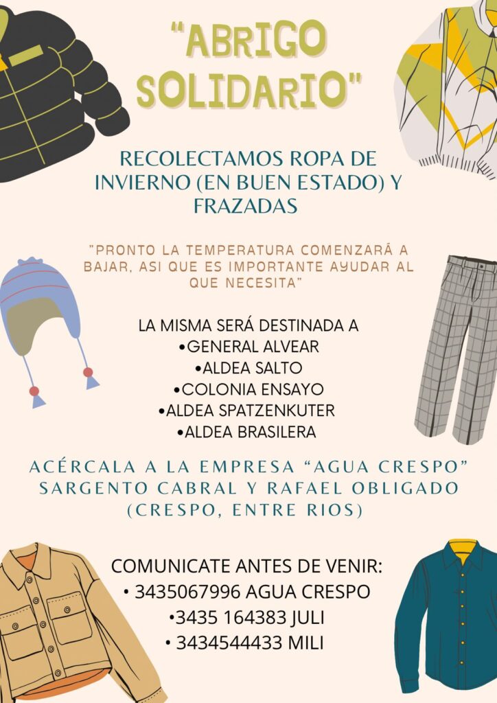 Colecta de ropa de invierno en Crespo